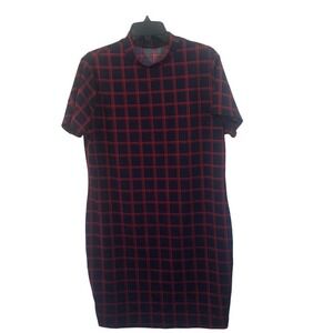 SHEIN 3XL Plus Size Plaid Mock Neck Short Sleeve Bodycon Dress